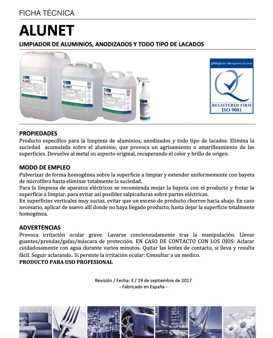 ALUNET - Limpiador de aluminios, anonizados y todo tipo de lacados.