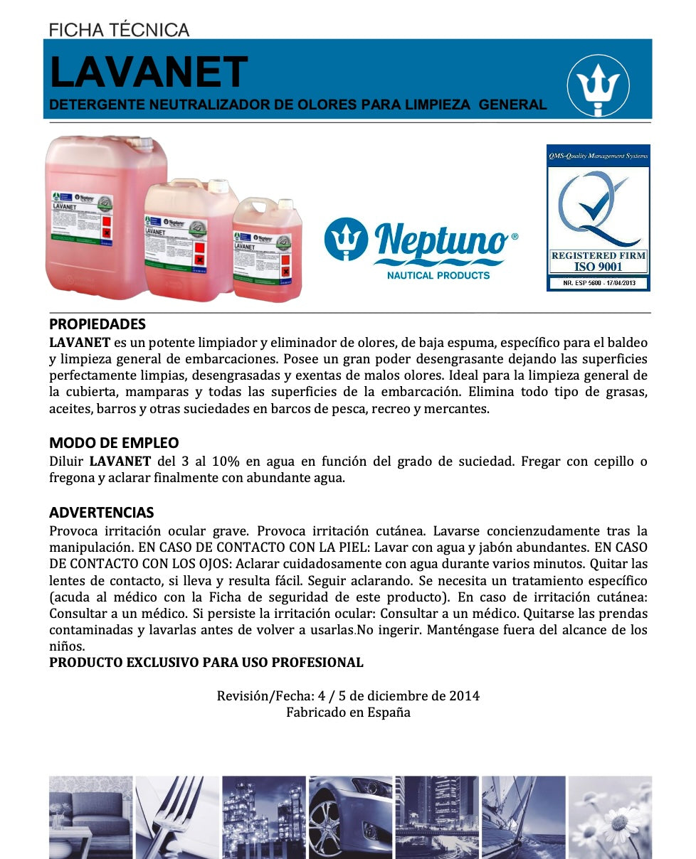 LAVANET - Detergente lavado embarcaciones.
