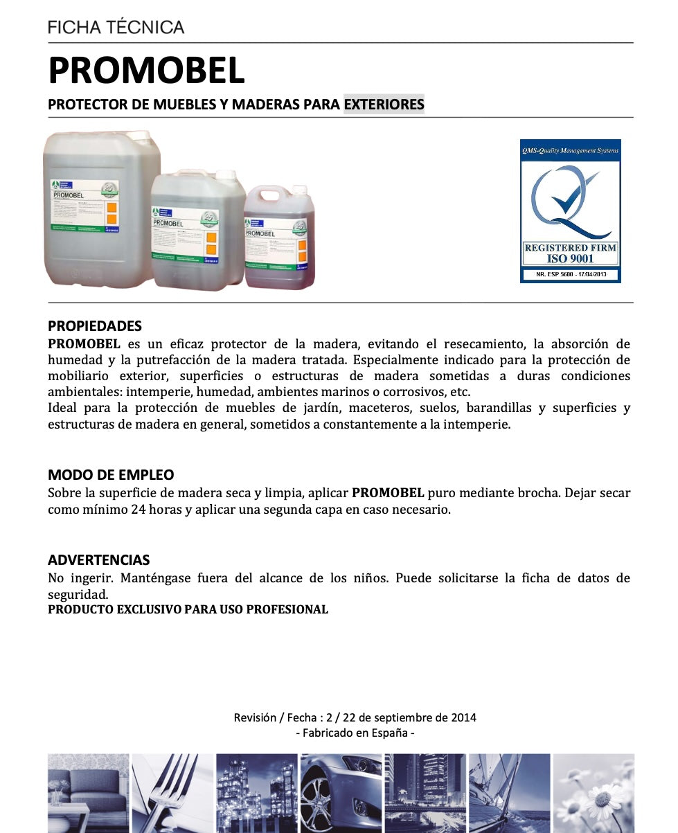 PROMOBEL - Protector para madera exterior y muebles