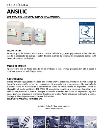 ANSILIC - Eliminador de resinas, pegamentos y siliconas