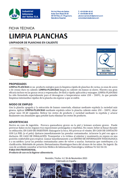 LIMPIA PLANCHAS - Limpiador de planchas en caliente 150-200ºC